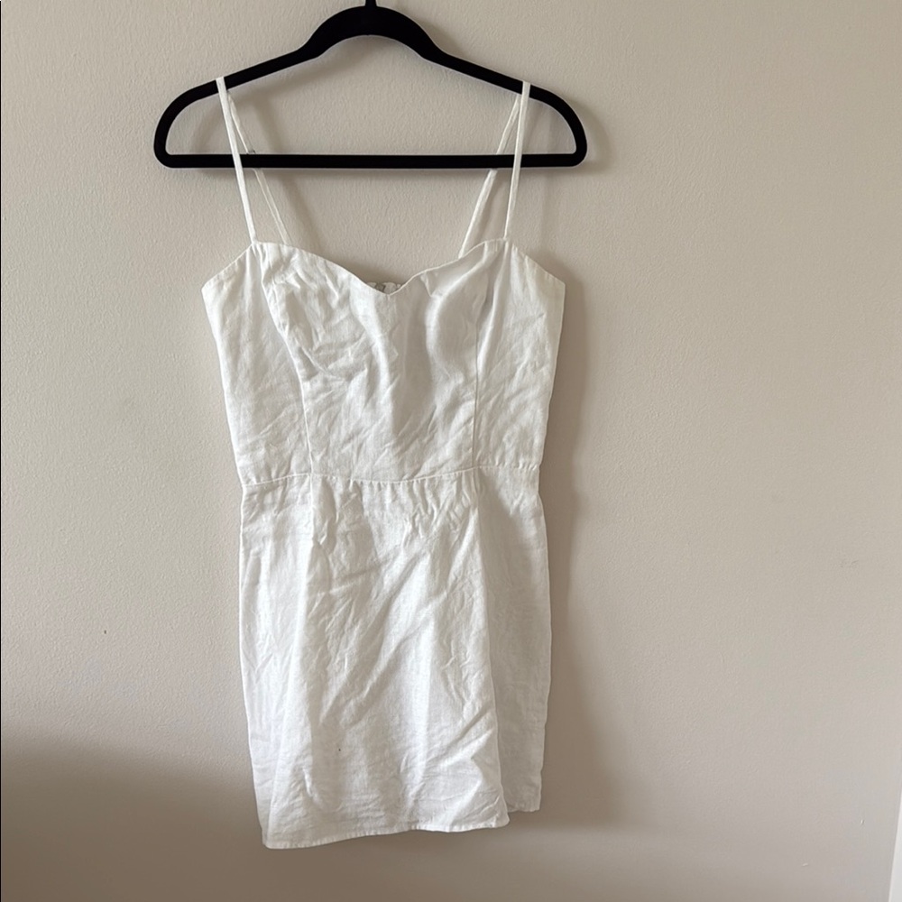 Reformation White Ruched Mini Dress Spaghetti Strap size 8
